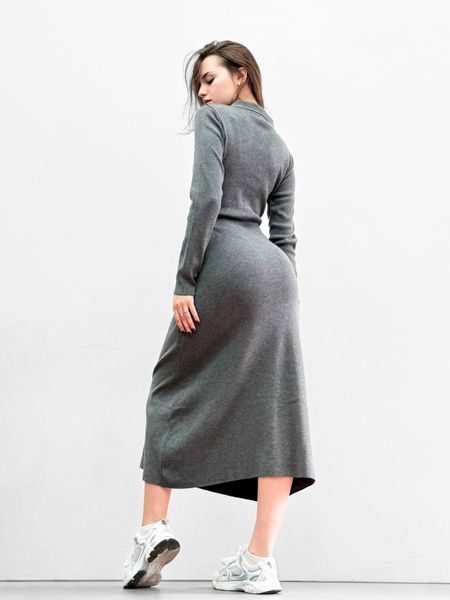 Трикотажна довга сукня на ґудзиках &ldquo;Туман&rdquo;, Сірий, One size
